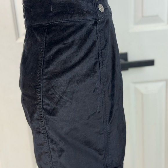 Free People Velvet Retro Mini Skirt Black Side Button Casual Back Zip Size 26 - Picture 6 of 12
